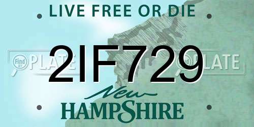 2IF729 New Hampshire License Plate