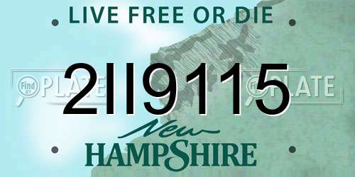 2II9115 New Hampshire License Plate