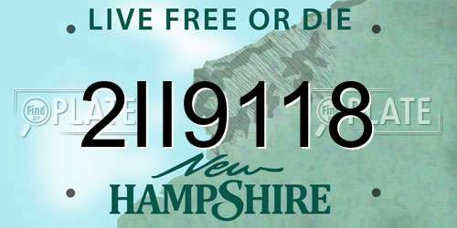 2II9118 New Hampshire License Plate