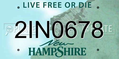 2IN0678 New Hampshire License Plate