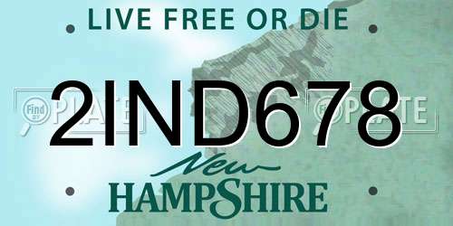 2IND678 New Hampshire License Plate
