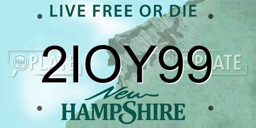 2IOY99 New Hampshire License Plate