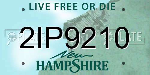 2IP9210 New Hampshire License Plate