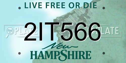 2IT566 New Hampshire License Plate