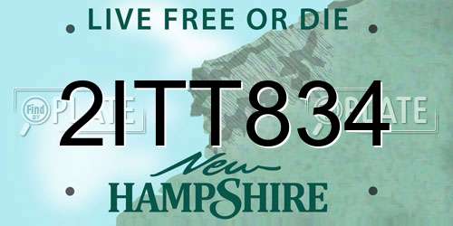 2ITT834 New Hampshire License Plate