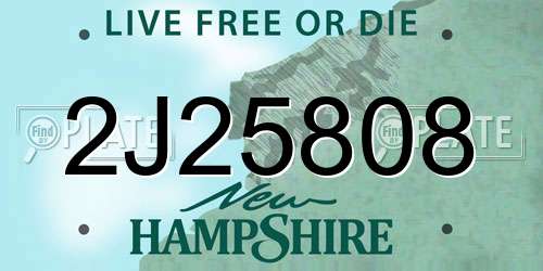 2J25808 New Hampshire License Plate