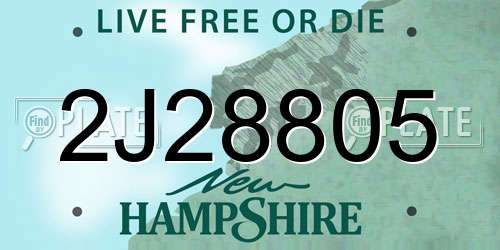 2J28805 New Hampshire License Plate