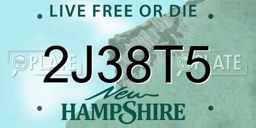 2J38T5 New Hampshire License Plate