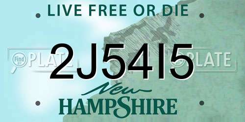 2J54I5 New Hampshire License Plate