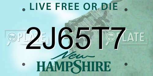 2J65T7 New Hampshire License Plate