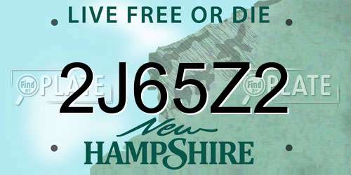 2J65Z2 New Hampshire License Plate