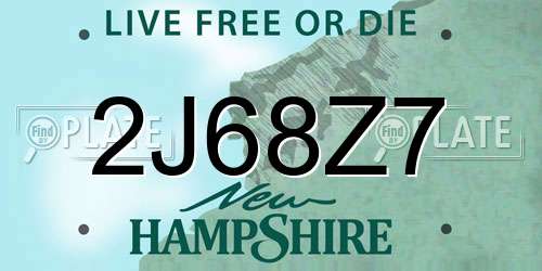 2J68Z7 New Hampshire License Plate
