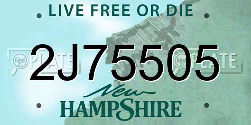 2J75505 New Hampshire License Plate