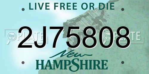 2J75808 New Hampshire License Plate