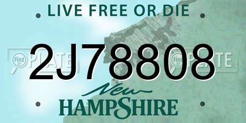 2J78808 New Hampshire License Plate