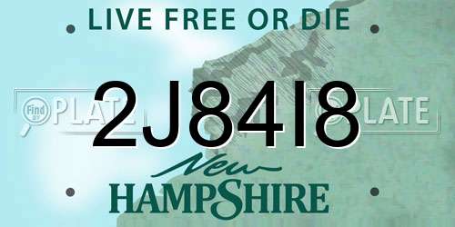 2J84I8 New Hampshire License Plate