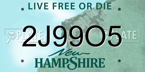 2J99O5 New Hampshire License Plate