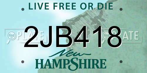 2JB418 New Hampshire License Plate