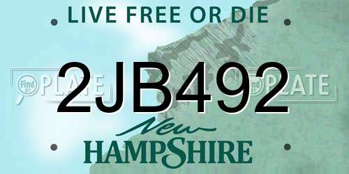2JB492 New Hampshire License Plate