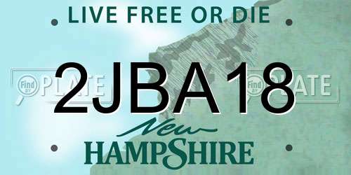 2JBA18 New Hampshire License Plate