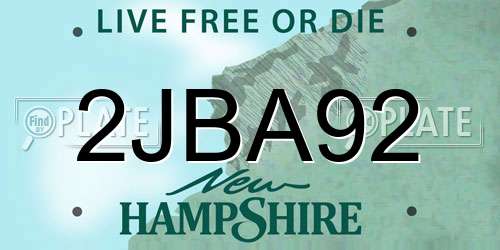 2JBA92 New Hampshire License Plate