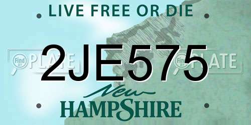 2JE575 New Hampshire License Plate