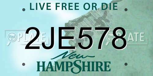2JE578 New Hampshire License Plate