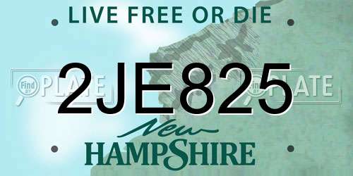 2JE825 New Hampshire License Plate