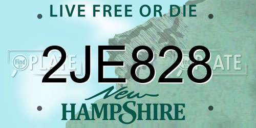 2JE828 New Hampshire License Plate
