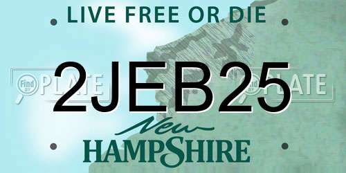 2JEB25 New Hampshire License Plate