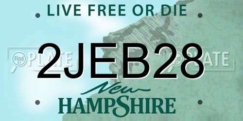 2JEB28 New Hampshire License Plate