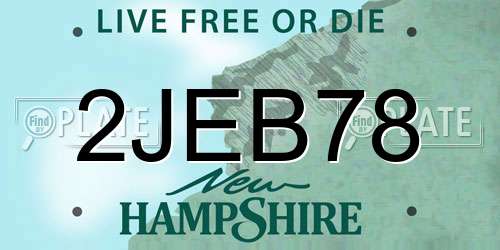 2JEB78 New Hampshire License Plate