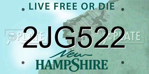 2JG522 New Hampshire License Plate