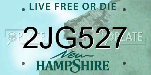 2JG527 New Hampshire License Plate