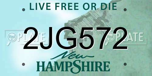 2JG572 New Hampshire License Plate