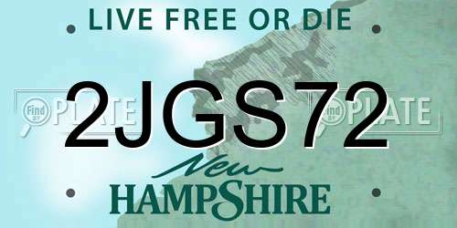 2JGS72 New Hampshire License Plate