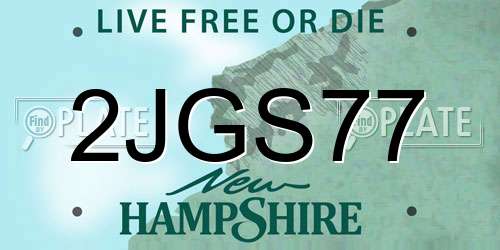 2JGS77 New Hampshire License Plate