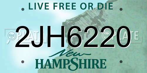 2JH6220 New Hampshire License Plate