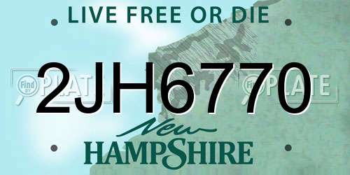 2JH6770 New Hampshire License Plate