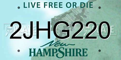 2JHG220 New Hampshire License Plate