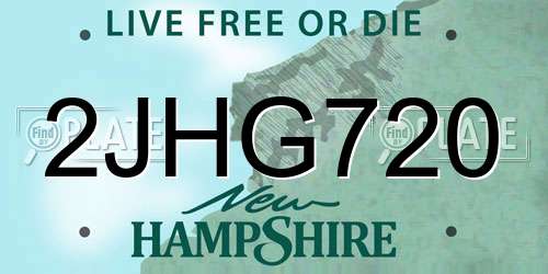 2JHG720 New Hampshire License Plate