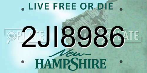 2JI8986 New Hampshire License Plate