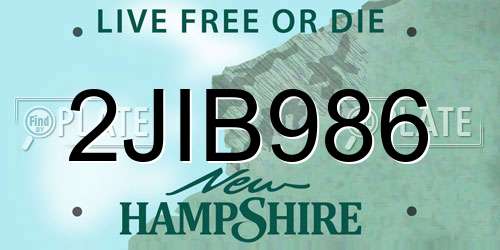 2JIB986 New Hampshire License Plate