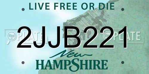 2JJB221 New Hampshire License Plate