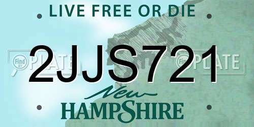 2JJS721 New Hampshire License Plate