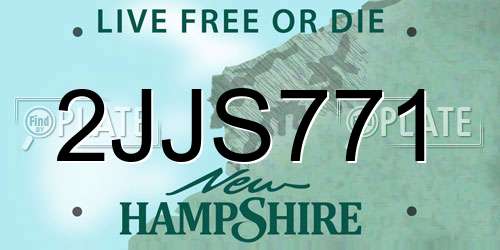 2JJS771 New Hampshire License Plate