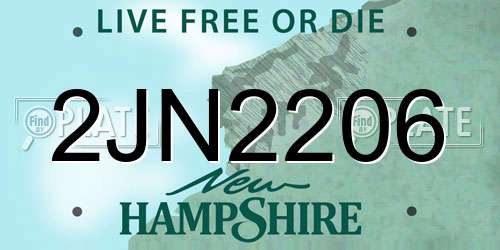 2JN2206 New Hampshire License Plate