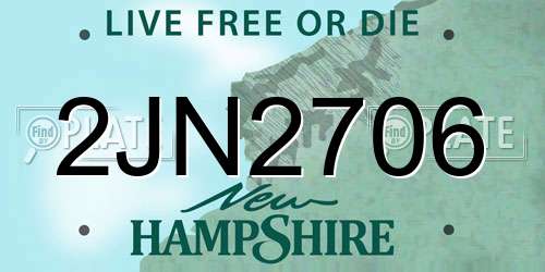 2JN2706 New Hampshire License Plate