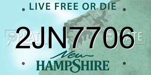 2JN7706 New Hampshire License Plate