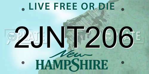 2JNT206 New Hampshire License Plate